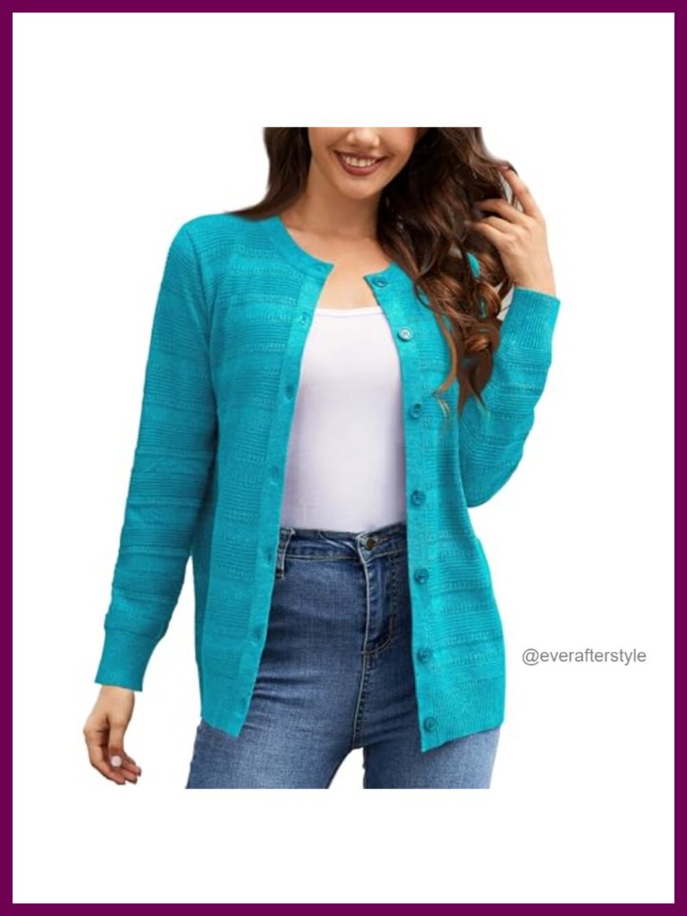 Open Front Button Knit Cardigan Lightweight Breathable Long Sleeve Sweater